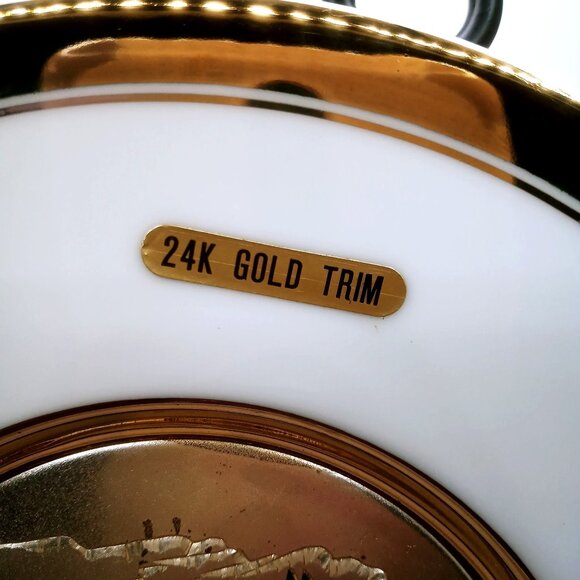 Japanese Chokin Art Plate With 24K Gold Trim & Bird Engraving 7.75" Diameter - Picture 4 of 8